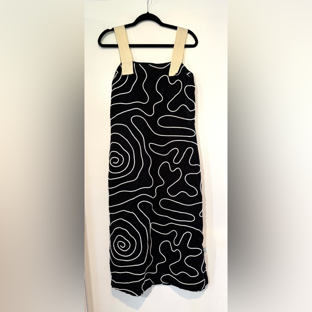 ASOS Black & White Abstract Corded Embroidery Midi Dress - Sz 4